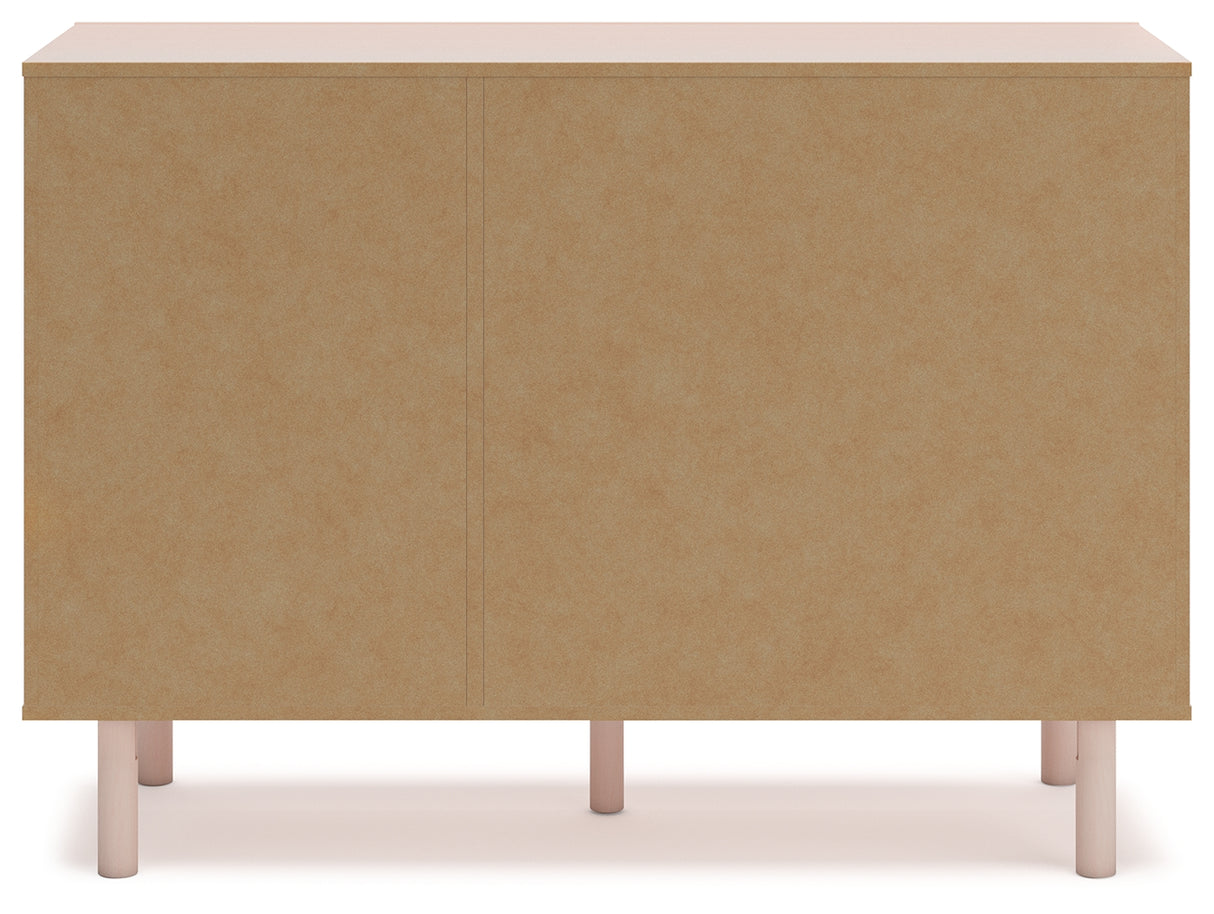 Wistenpine Twin Upholstered Panel Bed with Dresser in Blush from Ashley - Luna Furniture