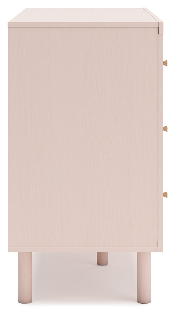 Wistenpine Twin Upholstered Panel Bed with Dresser in Blush from Ashley - Luna Furniture