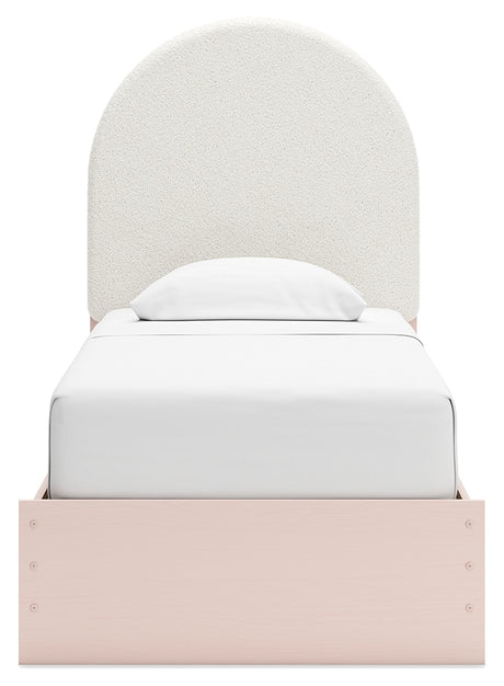 Wistenpine Twin Upholstered Panel Bed with Nightstand in Blush from Ashley - Luna Furniture