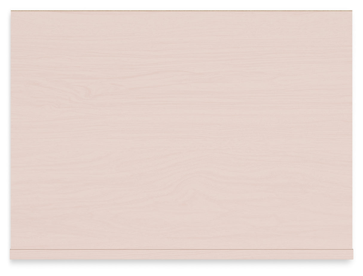 Wistenpine Twin Upholstered Panel Headboard with Dresser and 2 Nightstands in Blush - PKG018929