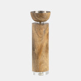 Wood, 11" Acrylic Detail Taper Candleholder, Natur from Sagebrook Home - Luna Furniture