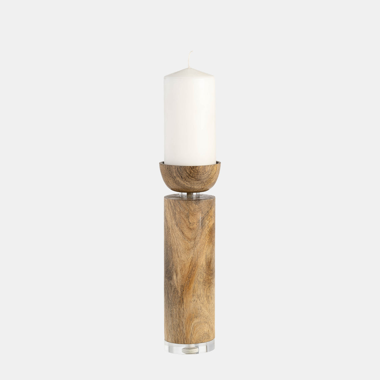 Wood, 11" Acrylic Detail Taper Candleholder, Natur from Sagebrook Home - Luna Furniture