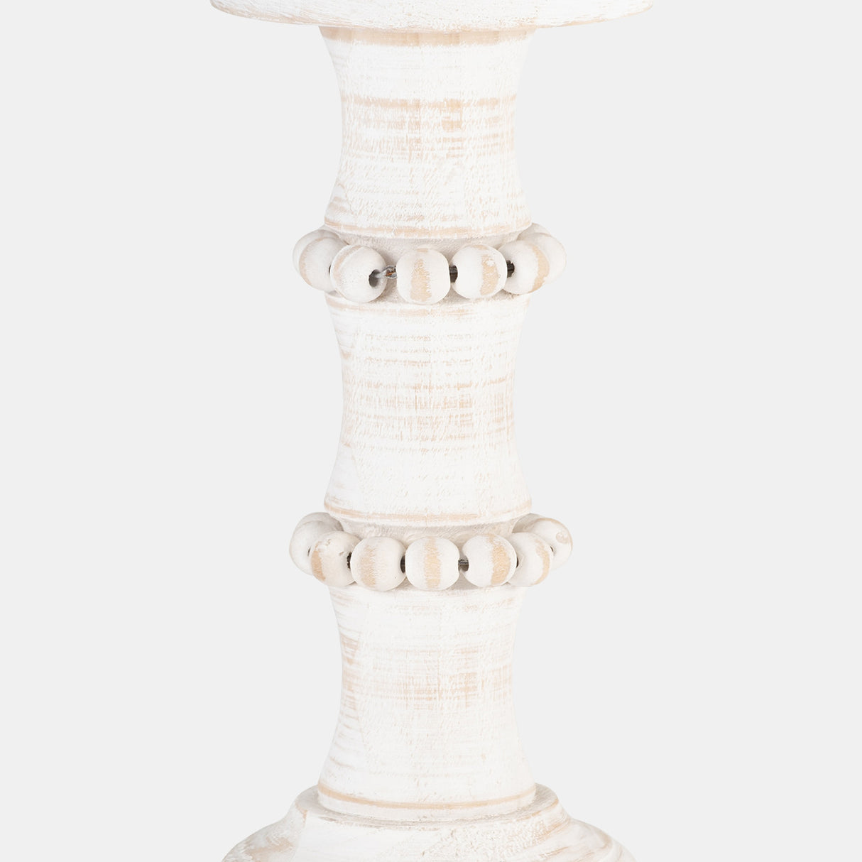 Wood, 11" Antique Style Candle Holder, White - 14498-06