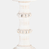 Wood, 11" Antique Style Candle Holder, White - 14498-06