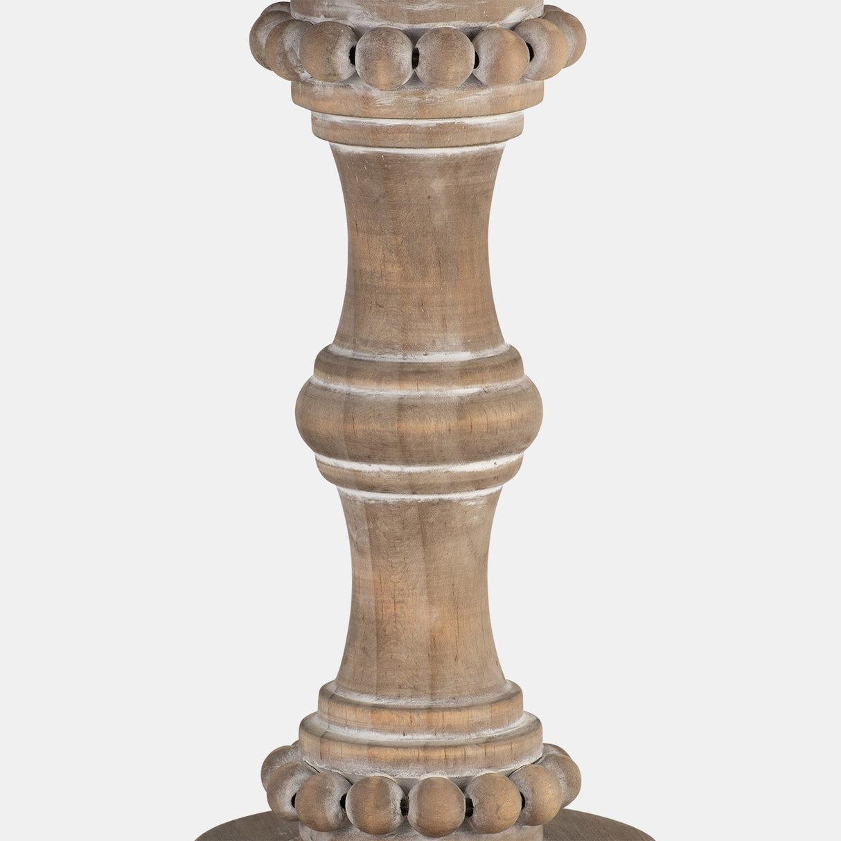 Wood, 11" Banded Bead Candle Holder, Antique White - 14498-12