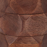 Wood, 12" Stacked Hexagon Pillar Hurricane, Brown from Sagebrook Home - Luna Furniture