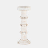 Wood, 13" Antique Style Candle Holder, White - 14498-05