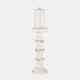 Wood, 13" Antique Style Candle Holder, White - 14498-05