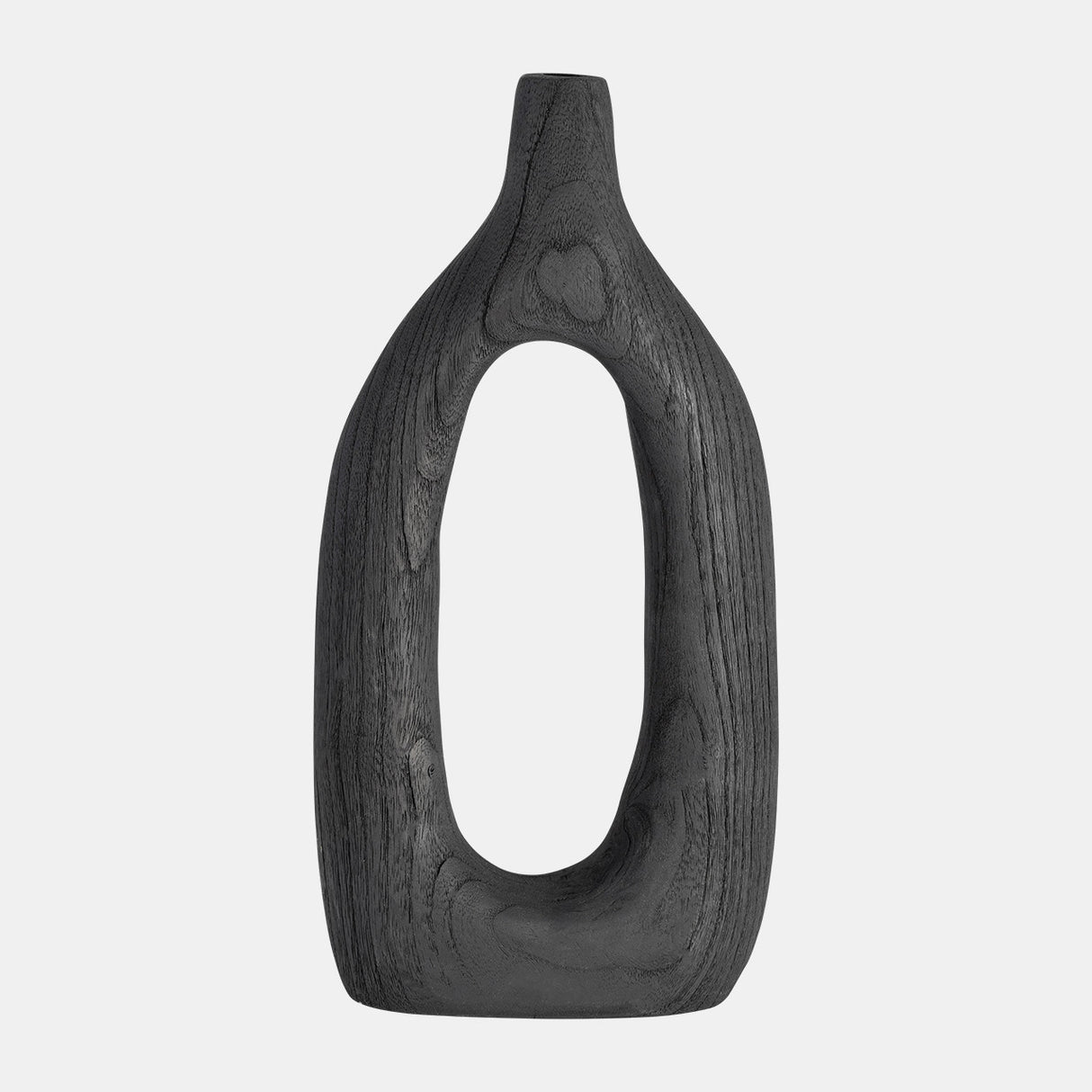 Wood, 14"h Cut-out Vase, Black from Sagebrook Home - Luna Furniture