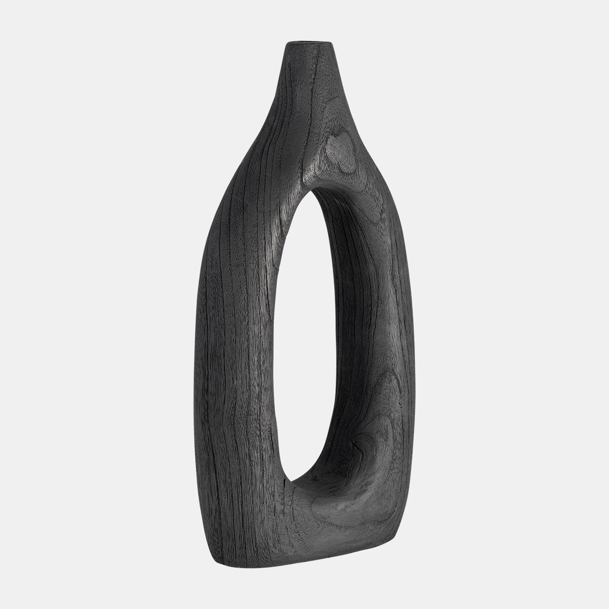 Wood, 14"h Cut-out Vase, Black from Sagebrook Home - Luna Furniture