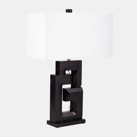 Wood, 27"h Geometric Lamp, Black from Sagebrook Home - Luna Furniture