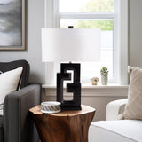 Wood, 27"h Geometric Lamp, Black from Sagebrook Home - Luna Furniture