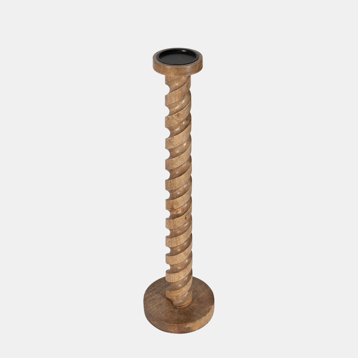 Wood, 30" Spiral Floor Pillar Candleholder, Natura from Sagebrook Home - Luna Furniture