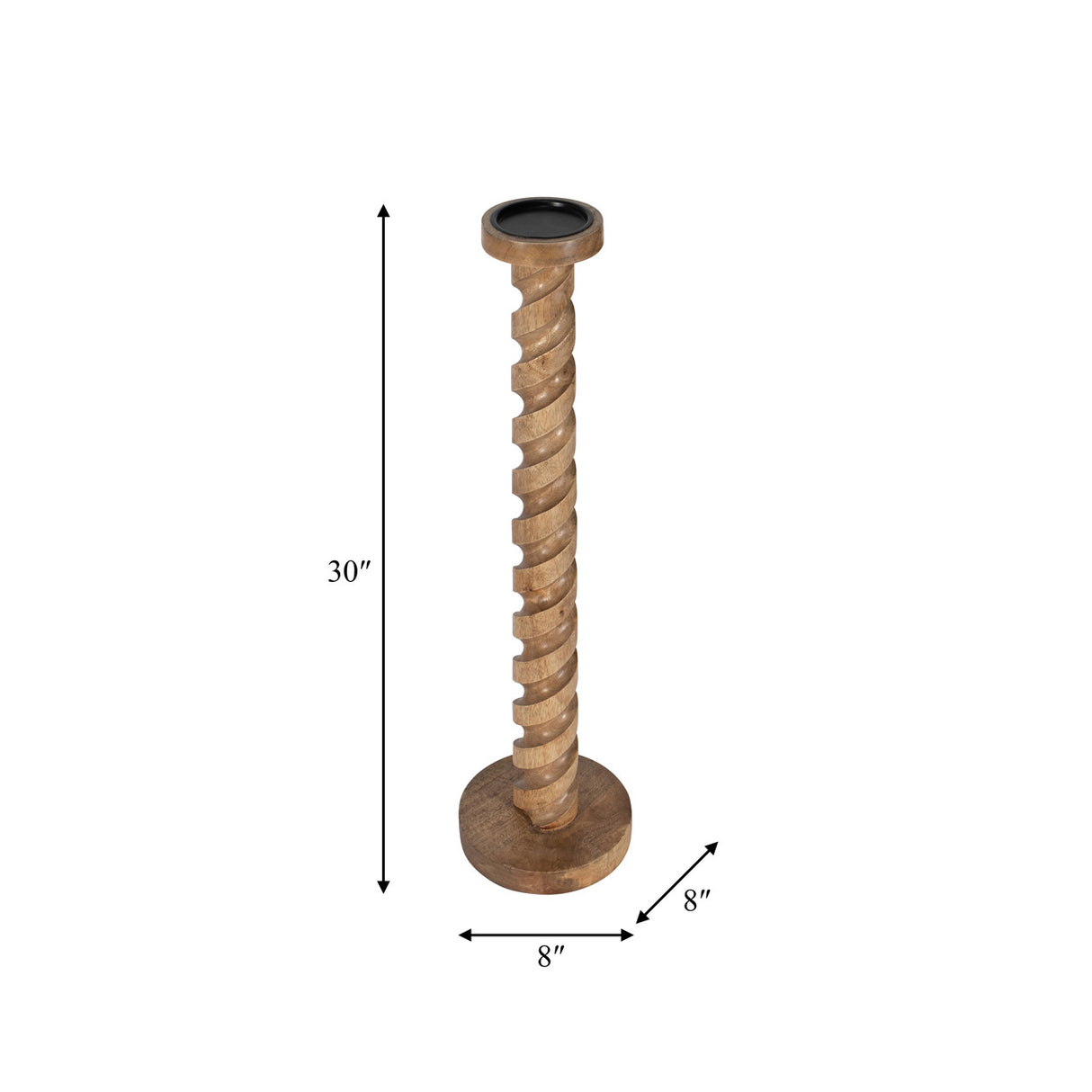 Wood, 30" Spiral Floor Pillar Candleholder, Natura from Sagebrook Home - Luna Furniture