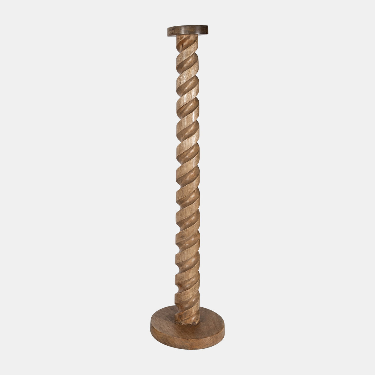 Wood, 36" Spiral Floor Pillar Candleholder, Natura from Sagebrook Home - Luna Furniture