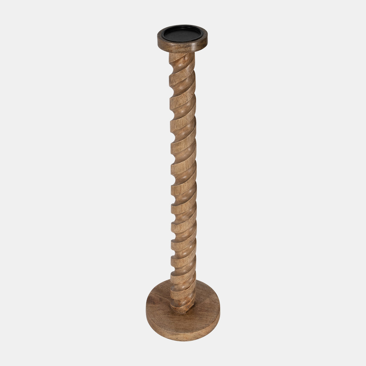 Wood, 36" Spiral Floor Pillar Candleholder, Natura from Sagebrook Home - Luna Furniture