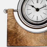 Wood,7"h,lock-on-stand Table Clock,nickel from Sagebrook Home - Luna Furniture