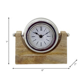 Wood,7"h,lock-on-stand Table Clock,nickel from Sagebrook Home - Luna Furniture