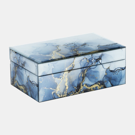 Wood, 8x5 Abstract Box, Blue/gold from Sagebrook Home - Luna Furniture