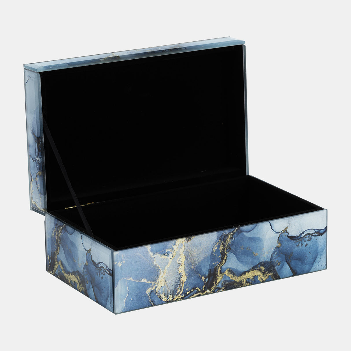 Wood, 8x5 Abstract Box, Blue/gold from Sagebrook Home - Luna Furniture