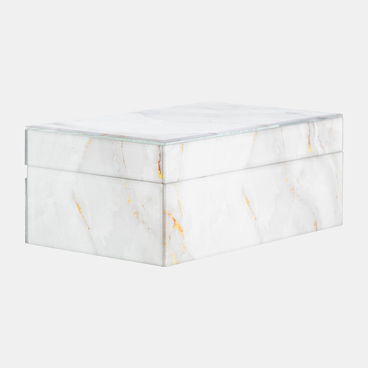 Wood, 8x5 Abstract Box, White from Sagebrook Home - Luna Furniture