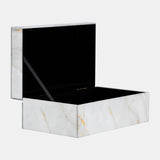 Wood, 8x5 Abstract Box, White from Sagebrook Home - Luna Furniture