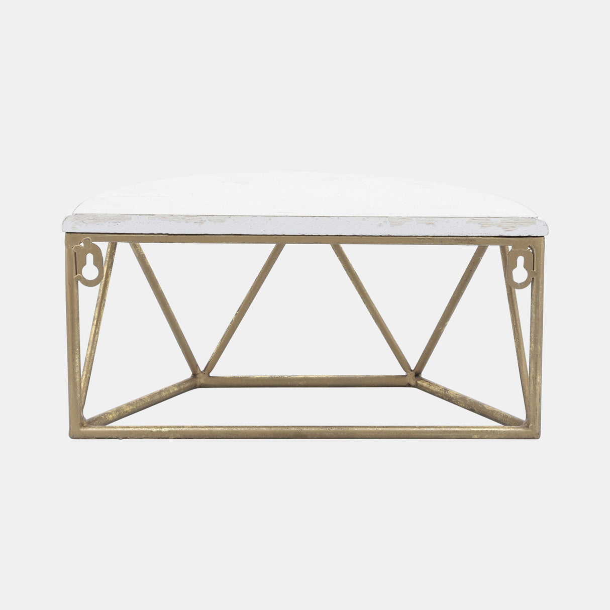 Wood / Metal 12" L Demilune Wall Shelf, White from Sagebrook Home - Luna Furniture