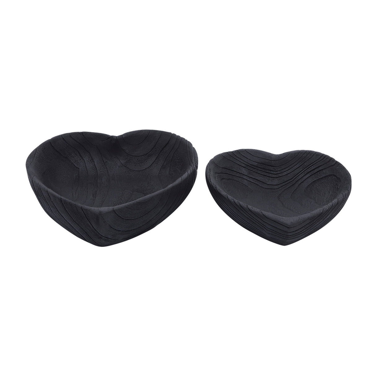 Wood, S/2 9/10" Heart Bowls, Black - 16568-02