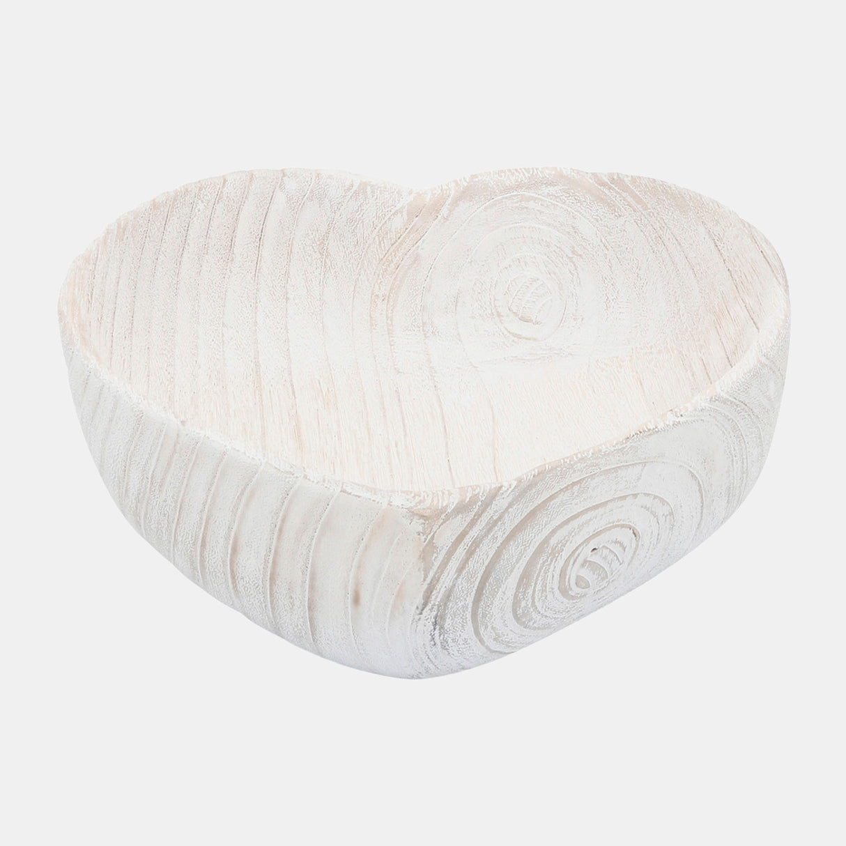 Wood, S/2 9/10" Heart Bowls, White - 16568-01