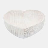 Wood, S/2 9/10" Heart Bowls, White - 16568-01