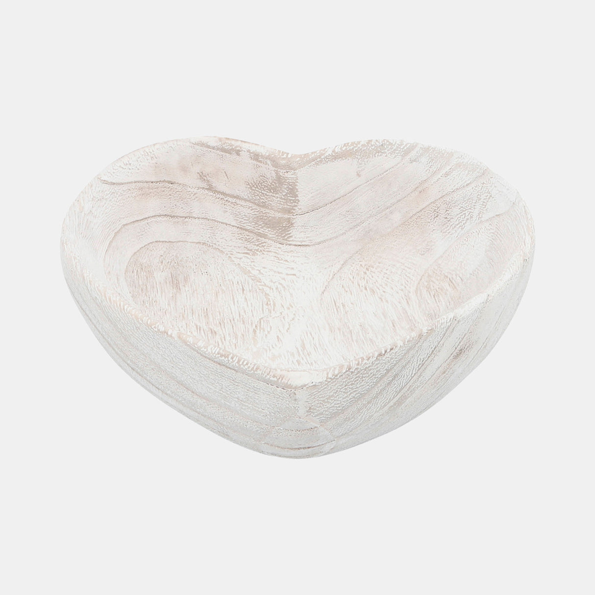 Wood, S/2 9/10" Heart Bowls, White - 16568-01