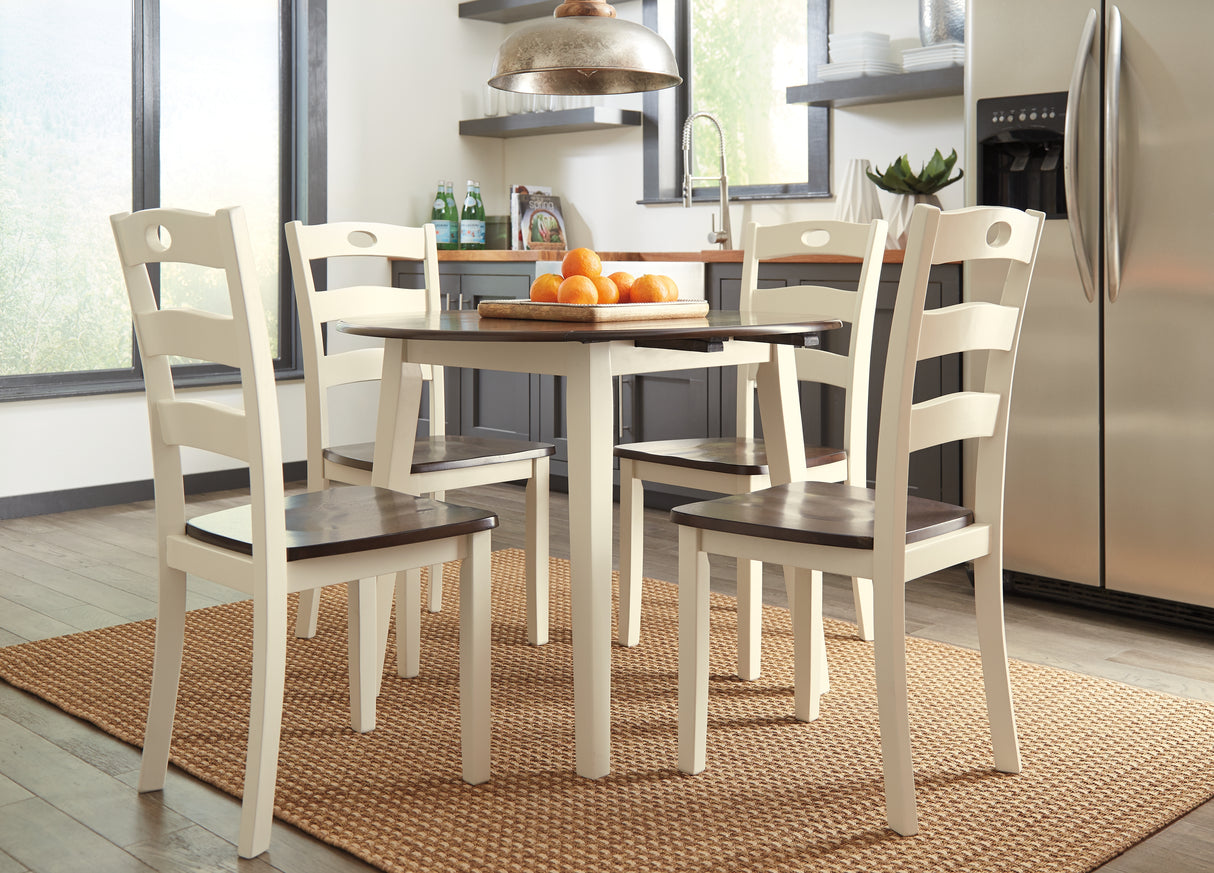 Woodanville Dining Table and 4 Chairs in Cream/Brown - PKG000420