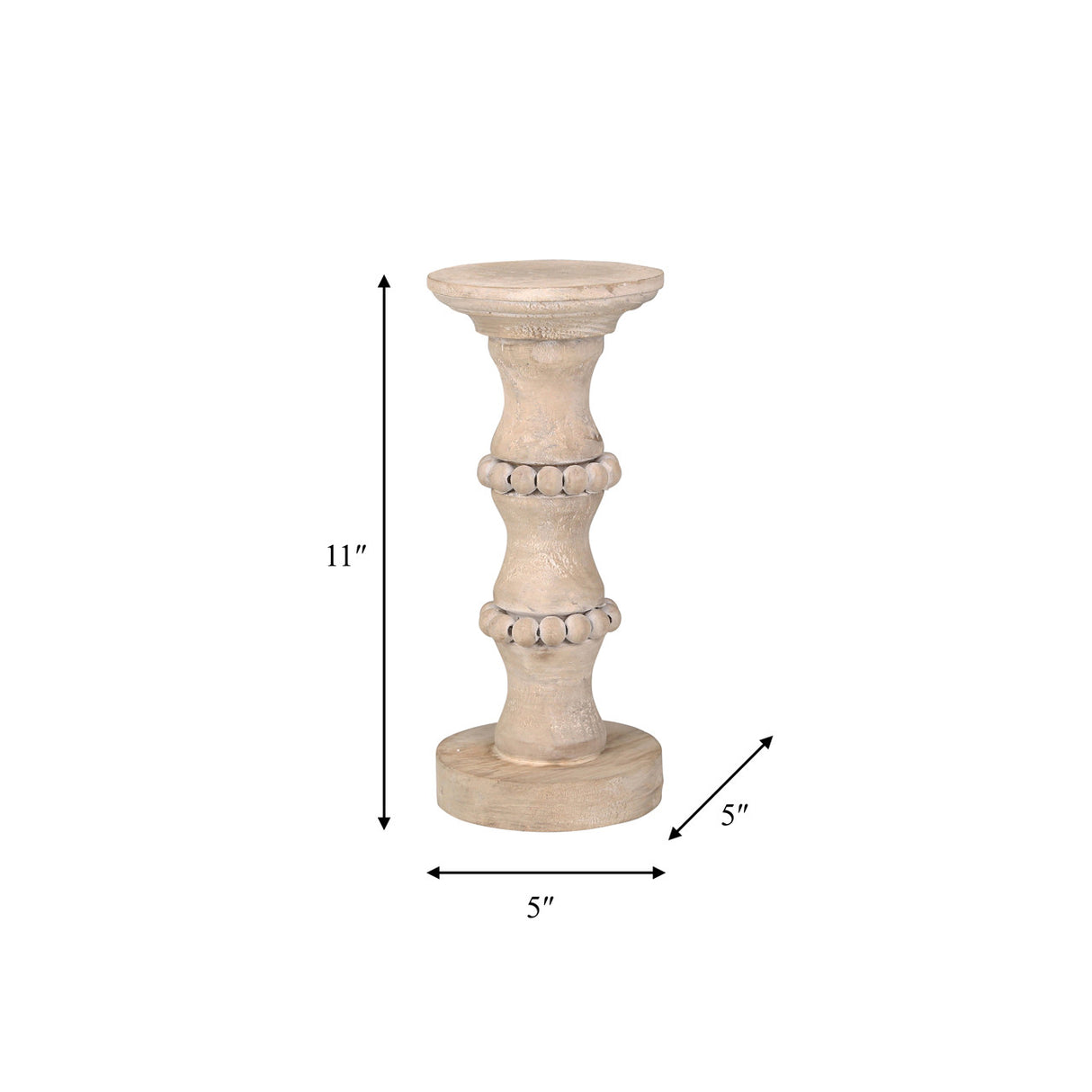 Wooden 11" Antique Style Candle Holder - 14498-03