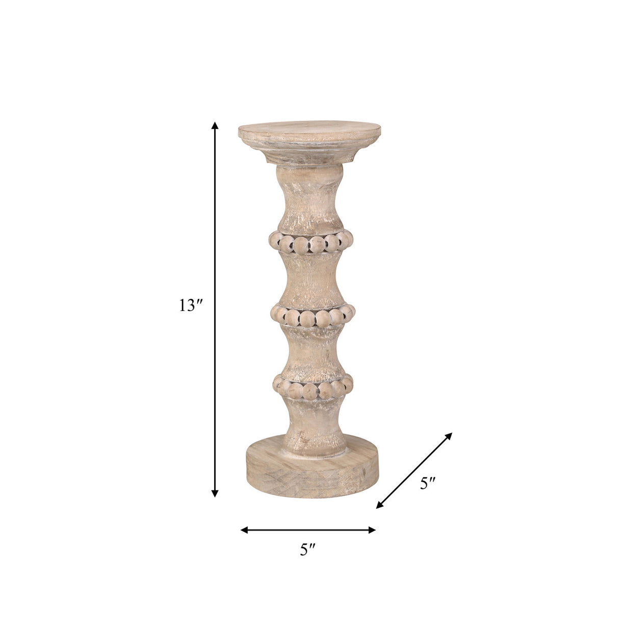 Wooden 13" Antique Style Candle Holder - 14498-02