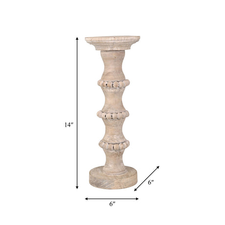 Wooden 14" Antique Style Candle Holder - 14498-01