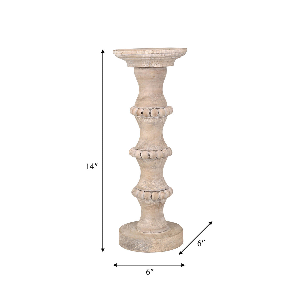 Wooden 14" Antique Style Candle Holder - 14498-01