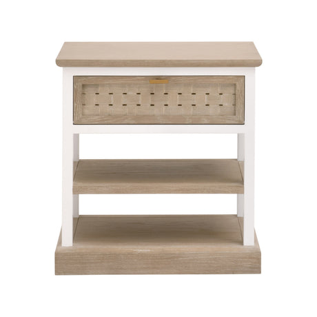 Weave 1-Drawer Side Table in Smoke Gray Oak, White Painted Oak - 8081-1.SGRY-OAK/WPO