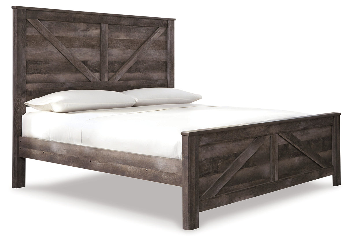 Wynnlow King Crossbuck Panel Bed with Dresser in Gray from Ashley - Luna Furniture