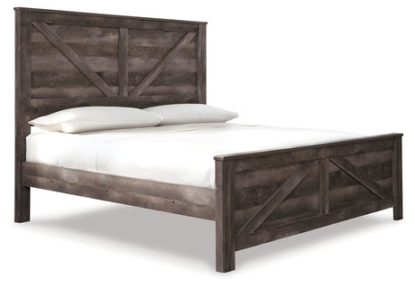 Wynnlow King Crossbuck Panel Bed with Dresser in Gray - PKG000722