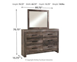 Wynnlow King Crossbuck Panel Bed with Mirrored Dresser, Chest and Nightstand in Gray from Ashley - Luna Furniture