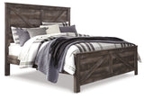 Wynnlow King Crossbuck Panel Bed with Mirrored Dresser, Chest and Nightstand in Gray from Ashley - Luna Furniture