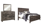 Wynnlow King Crossbuck Panel Bed with Mirrored Dresser in Gray from Ashley - Luna Furniture