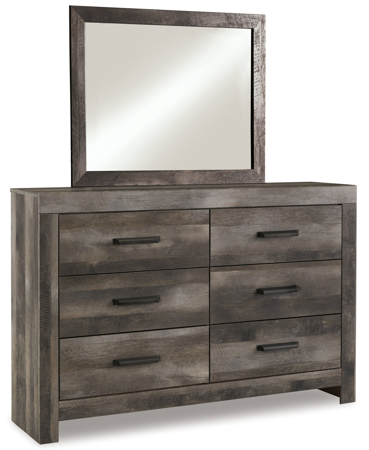 Wynnlow King Crossbuck Panel Bed with Mirrored Dresser in Gray from Ashley - Luna Furniture