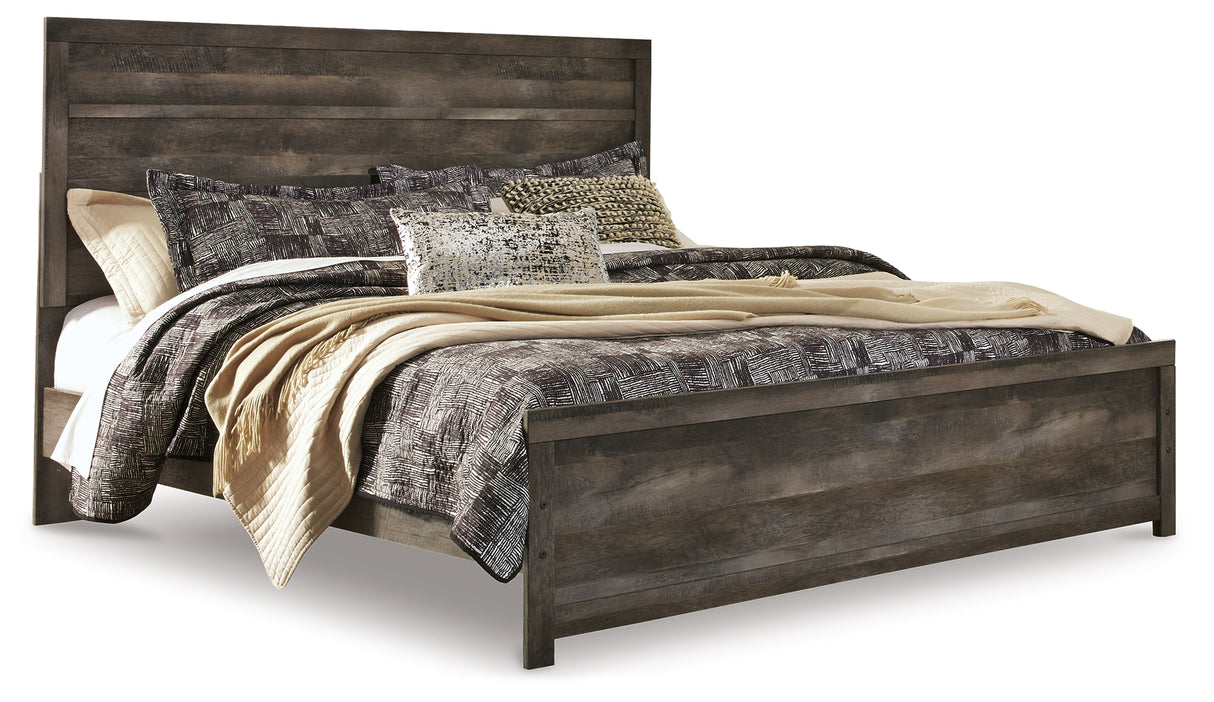 Wynnlow King Panel Bed with Mirrored Dresser and 2 Nightstands in Gray from Ashley - Luna Furniture