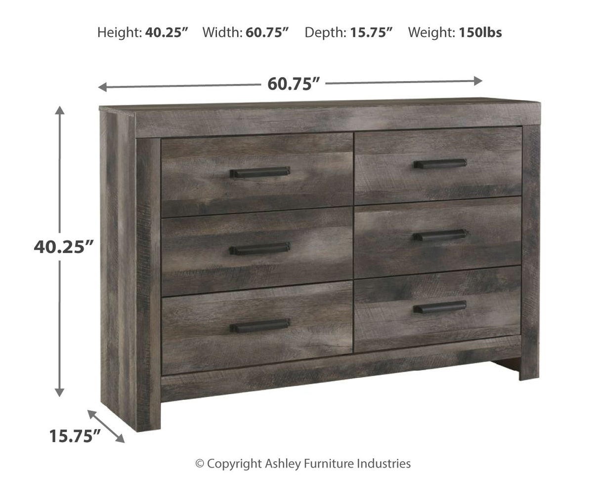 Wynnlow King Panel Bed with Mirrored Dresser and Nightstand in Gray from Ashley - Luna Furniture