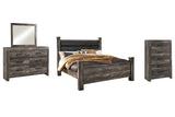 Wynnlow King Poster Bed with Mirrored Dresser and Chest in Gray from Ashley - Luna Furniture