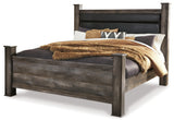 Wynnlow King Poster Bed with Mirrored Dresser and Chest in Gray from Ashley - Luna Furniture