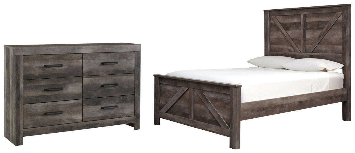 Wynnlow Queen Crossbuck Panel Bed with Dresser in Gray from Ashley - Luna Furniture