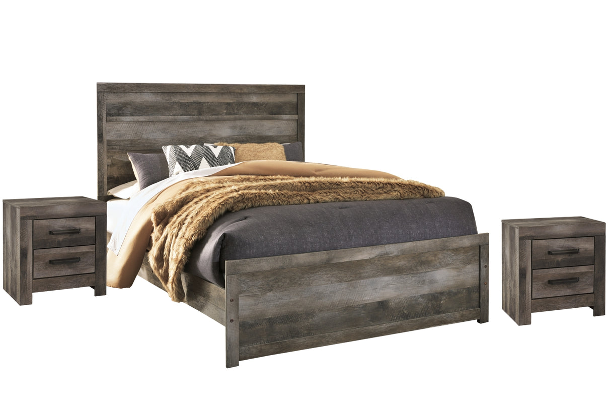 Wynnlow Queen Panel Bed with 2 Nightstands in Gray from Ashley - Luna Furniture