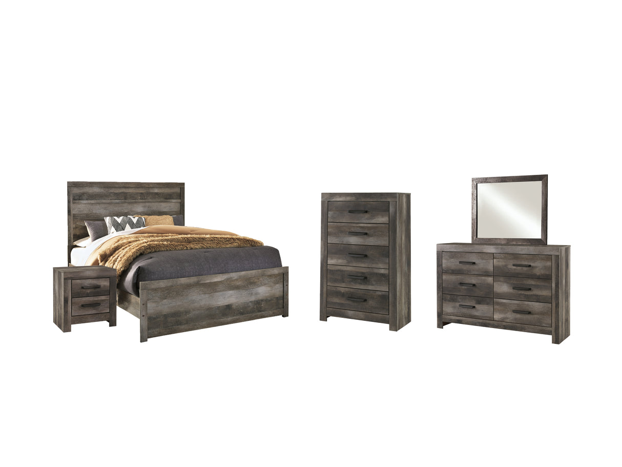 Wynnlow Queen Panel Bed with Mirrored Dresser, Chest and Nightstand in Gray from Ashley - Luna Furniture